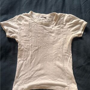 LESET pointelle Ribbed Knit Top